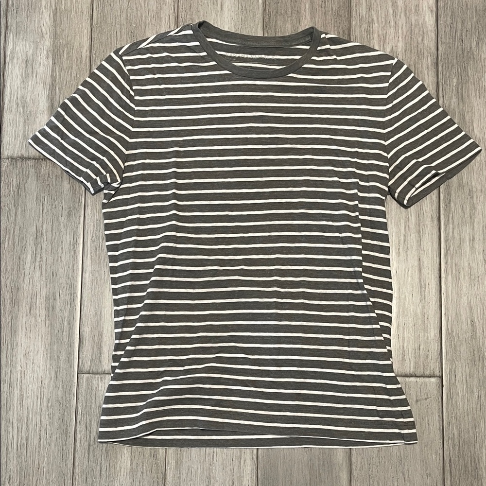 Banana Republic Charcoal and White Striped Tee